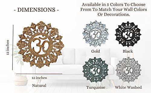 DharmaObjects Handcrafted Wooden Om Wall Decor Hanging Art - color: OM BLACK