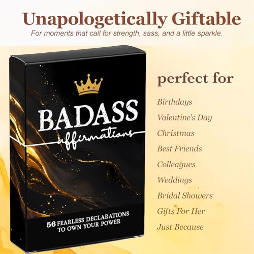 Badass Affirmation Cards for Women – 60 Self Love & Empowerment Cards, Inspirational Gift for Her, Easter Basket Stuffer, Mother’s Day & Graduation Gift