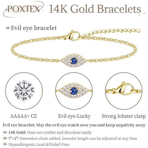 3mm Diamond Classic Tennis Bracelet for Women Dainty, Gold Jesus Cross Bracelets Trendy, 14K Gold Plated Heart/Evil Eye/Pearl/Starfish & Seashell Charm Bracelets for Women Bulk - style: Gold Plated Evileye
