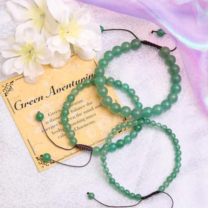 BONNY BOXX Braided Genuine Bracelet, Elegant Handcrafted Natural Gemstone Crystal Bracelet Healing Power Energy Inspirational Gifts with Card for Unisex - color: Green Aventurine, size: 6MM
