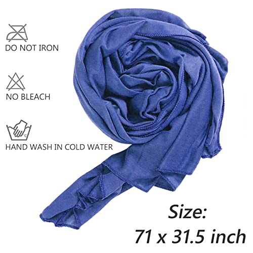 XTREND 1 Piece Stretch Head Wrap Jersey Fashion Headband Knit Turban for Women Extra Long Soft Bohemian Breathable Turbans Tie (Denim Blue) - color: Z1 Denim Blue