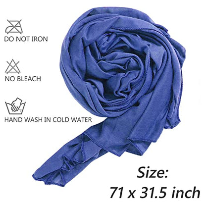 XTREND 1 Piece Stretch Head Wrap Jersey Fashion Headband Knit Turban for Women Extra Long Soft Bohemian Breathable Turbans Tie (Denim Blue) - color: Z1 Denim Blue