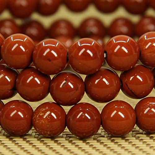 Angelstones Handmade Natural Healing Gemstone 6mm Round Beads Stretch Crystal Bracelet 7 Inch Unisex - color: Red Jasper