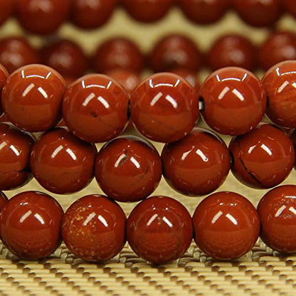 Angelstones Handmade Natural Healing Gemstone 6mm Round Beads Stretch Crystal Bracelet 7 Inch Unisex - color: Red Jasper