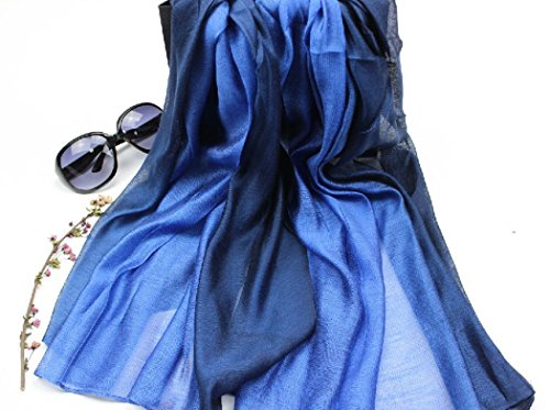 Cotton Silk Scarf Elegant Soft Wraps Color Shade Scarves for Women - color: Royal Blue