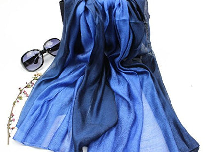 Cotton Silk Scarf Elegant Soft Wraps Color Shade Scarves for Women - color: Royal Blue