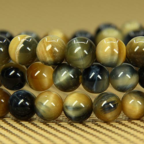Angelstones Handmade Natural Healing Gemstone 6mm Round Beads Stretch Crystal Bracelet 7 Inch Unisex - color: Golden Blue Tiger Eye