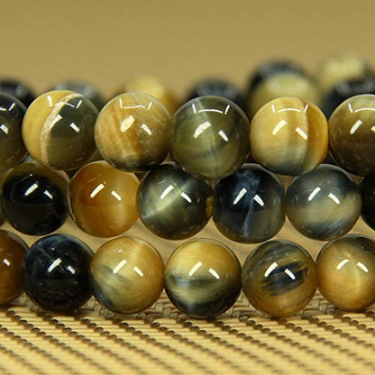 Angelstones Handmade Natural Healing Gemstone 6mm Round Beads Stretch Crystal Bracelet 7 Inch Unisex - color: Golden Blue Tiger Eye