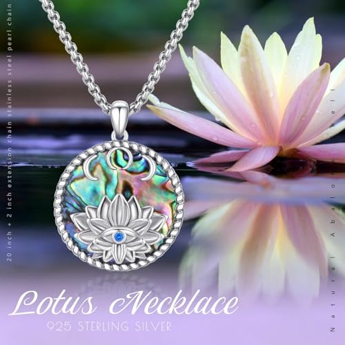 Evil Eye Necklace for Women 925 Sterling Silver, Protection Necklace with Blue Evil Eye Charm, Evil Eye/Lotus Pendant Jewelry, Birthday Christmas Gifts for Her - style: Lotus Evil Eyes 11