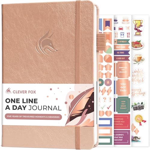 Clever Fox One Line A Day Journal – 5-Year Memory Notebook – Daily Time Capsule Diary for Women & Men –Five-Year Day-by-Day Planner (Rose Gold) - color: Rose Gold