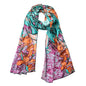 JWSilk Long Charmeuse Silk Scarf Classic Art Print - color: Orange Iris By Van Gogh