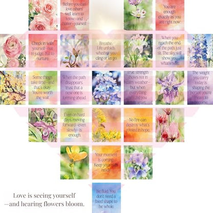 Botanical Affirmation Cards for Women – 64 Floral Self-Love & Healing Cards with Wooden Display Stand – Daily Mindfulness & Emotional Wellness Gift for Women, Best Friend, Sister