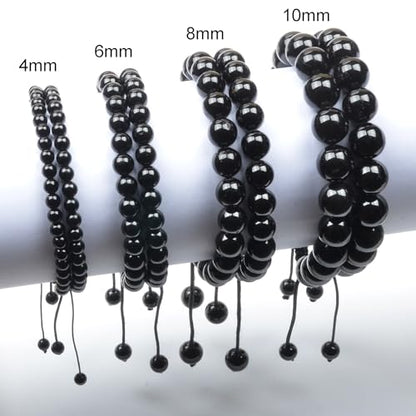 MASSIVE BEADS Handmade Yoga Natural Stone Crystal Healing Power Energy Gifts for Unisex Adult Bracelet Macrame Adjustable - color: Black Tourmaline(Super Protection), size: 10mm