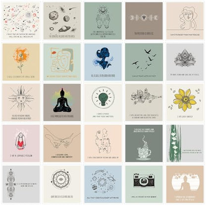Outus 50 Pcs Positive Affirmation Cards for Women, 4 x 4 Inch Daily Meditation Motivational Cards with Inspirational Questions, Mindfulness Gifts for Adult(Bright Color Series)