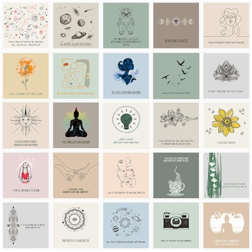 Outus 50 Pcs Positive Affirmation Cards for Women, 4 x 4 Inch Daily Meditation Motivational Cards with Inspirational Questions, Mindfulness Gifts for Adult(Bright Color Series)