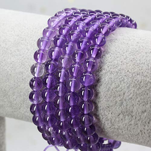 Keleny Natural Gemtone 6mm Round Beads Crystal Adjustable Braided Macrame Tassels Bracelets Unisex - color: Lavender Purple Amethyst Crystal