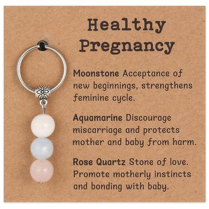 Healing Crystal Keychain Gift for New Beginnings Calming Anxiety Luck Protection Natural Gemstone Keychain for Women - color: Healthy Pregnancy
