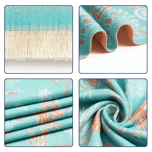 QIUTIMIY Pashmina Shawl Wraps for Womens Winter Scarf Reversible Pattern Designer Ladies Shawls and Wraps for Evening Dresses - color: Flower5-blue