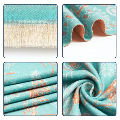 QIUTIMIY Pashmina Shawl Wraps for Womens Winter Scarf Reversible Pattern Designer Ladies Shawls and Wraps for Evening Dresses - color: Flower5-blue
