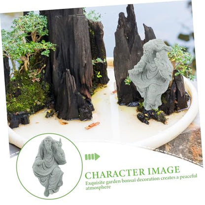 TOYANDONA Decorative Buddha Figurine for Zen Gardens Sandstone Monk Statue for Fish Tanks Bonsai Landscape Ornament Tranquil Outdoor Decor Sandstone Craft