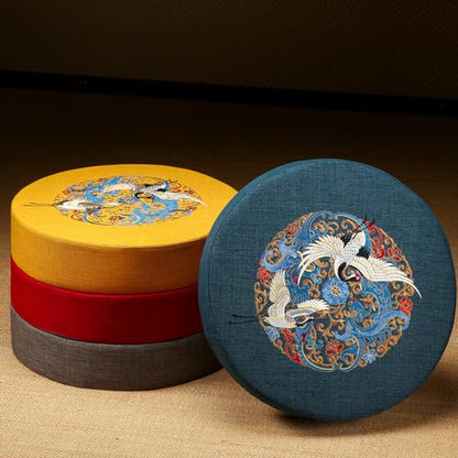 Round Meditation Cushion Mat Set with Washable Cotton Linen Cover, Tatami Cushion Floor Larger Yoga Mat Bolster Floor Pillows Seating for Adults Meditation Accessori yellow-40cm