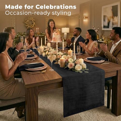 Luxe Shine™ by D'Moksha Black Table Runner 36 Inches, Elegant Silk Table Runner, Machine Washable, 14 x 36 Inch for Dresser, Coffee Table- Summer, Father's Day - color: Black, size: 14 X 36 Inch