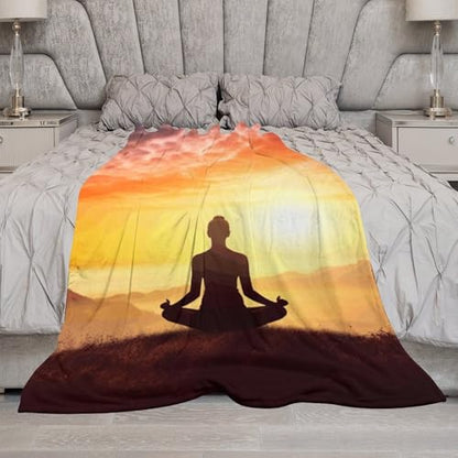 Yoga Meditation Soft Throw Blanket for Couch Lightweight Flannel Blanket for Sofa Couch Throw Bed Warm Cozy Decorative Blankets Fall Winter Decor 30"x40" - size: 30"x40"