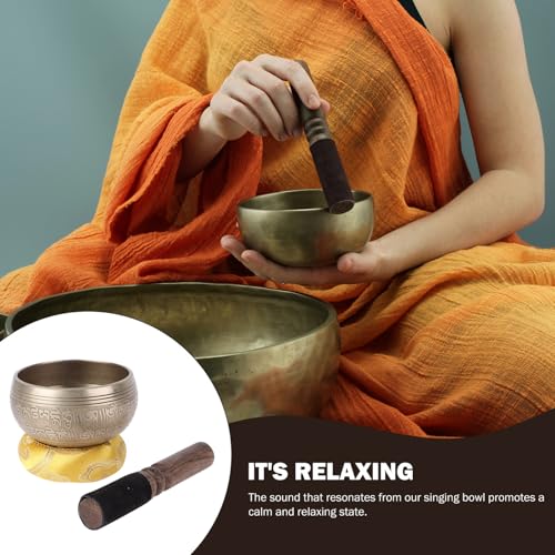 BESTonZON Tibetan Singing Bowl Spiritual Sound Bowl with Mallet and Cushion for Yoga Meditation Healing Mindfulness Portable Handheld