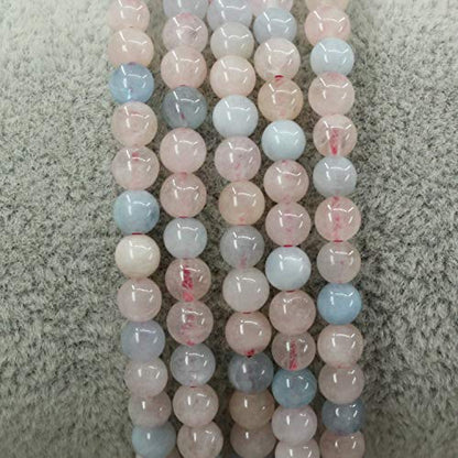 Keleny 4mm Natural Round Beads Gemstones Rock Crystal Stretch Bracelet 7 Inch Unisex - color: Pink Morganite Beryl Aquamarine