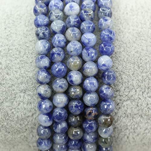 Keleny Gem Semi Precious Gemstones 4mm Round Beads Crystal Stretch Bracelet 7 Inch Unisex - color: Blue Spot Jasper