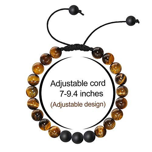M MOOHAM Fathers Day Gift Mens Bracelet - Beaded Natural Stone 8mm Tiger Eye Matte Agate Lava Rock Bracelets for Men Teen Boys Grandpa Dad Birthday Gifts Jewelry - style: 4 Pcs Tiger Eye&Matte Agate