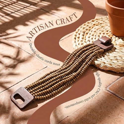 Multi Layers Seed Beads Wide Bangle Strand Bracelet for Women (BR1167)… - color: BR1199