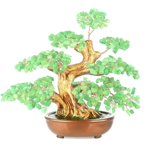 Aventurine Crystal Tree of Life – Handmade Chakra Bonsai Tree with 360 Large Natural Gemstones,Feng Shui Crystal Money Tree for Positive Energy Home Decor 8'' - color: Aventurine Tree With 360 Large Beads