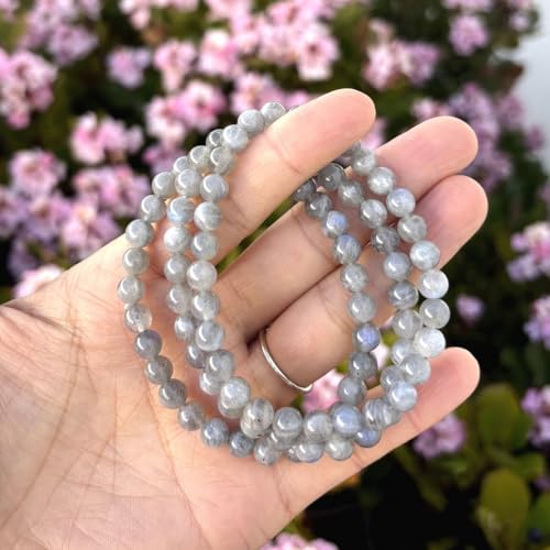 Adabele 1pc Natural Stretch Gemstone Bracelet 6mm (0.24 Inch) Bead 7" 7.5" 8 inch Healing Crystal Quartz Energy Chakra Jewelry Women Birthday Gift - color: Grade A Labradorite, size: 7 inch