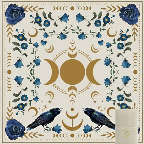 Knana Tarot Altar Cloth - Silk Witchcraft Mat for Reading - Includes Tarot Card Bag (Sun Moon) - color: Sun Moon