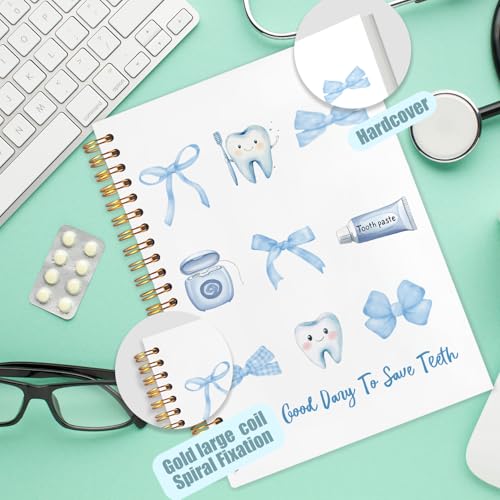 WUCHJ Dentist Gifts Notebook, Dental Hygienist Gifts Journal, Coquette Blue Bow Dental Spiral Notebook Journal for Note Taking, Dentist Office Supplies, 5.5x8.3 Inch - color: blue bow teeth dentist