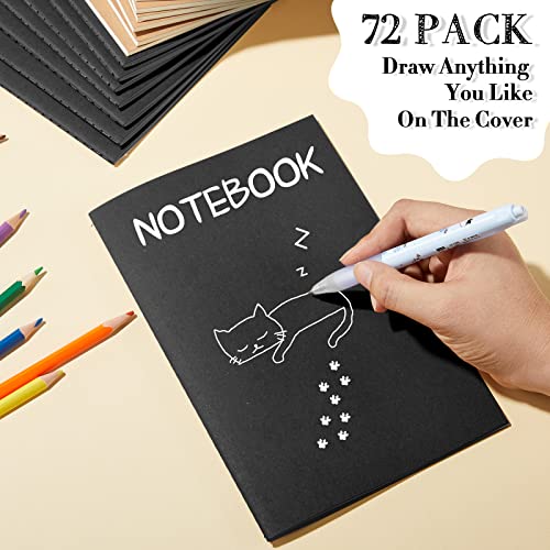 Sabary 72 Pack Kraft Paper Notebook Journals 5.5 Inch x 8.3 Inch A5 Notebook in Bulk Softcover Ruled for Writing Sketch Travel Journal with 60 Pages 30 Sheets(Black,Brown,Line) - color: Black,Brown, style: Line