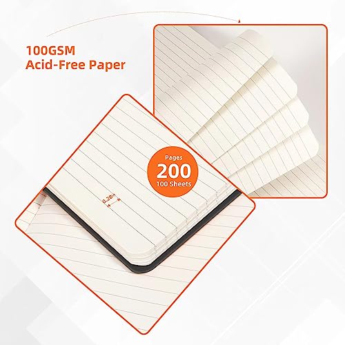 BOSSAND Lined Journal Notebook, A5 Journals for Writing, 200 Pages 100 GSM Thick Classic Ruled Paper, Hardcover, 8.25 inches x 5.75 inches, Black - color: Black - 1 Pack