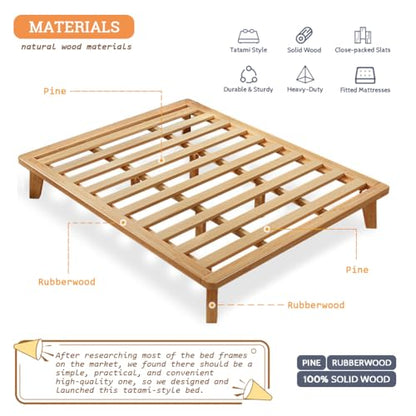 NELYE Twin Platform Bed Base - 14 Inch Solid Wood Mattress Foundation with Support Slats and Legs, Twin-Size Rubberwood Simple Bed Frame - size: Twin