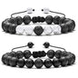 Men Women 8mm Lava Rock Aromatherapy Anxiety Essential Oil Diffuser Bracelet Braided Rope Natural Stone Yoga Gifts Beads Bracelet Bangle-21017 - style: Simulated Howlite & Matte Agate
