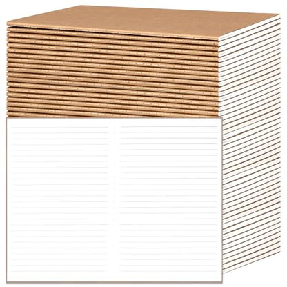 EOOUT 48 Pack A5 Lined Kraft Notebooks, Travel Journals Bulk 8.3x5.5in College Ruled Subject Notebooks 30 Sheets 60 Pages for Writing School Office Supplies - style: Lined-48pack