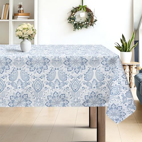 Rectangle Table Cloth Savannah Boho Paisley Bandana Washable Polyester Oil-Proof Tablecloth Stain Wrinkle Resistant Table Cover for Party Kitchen Decor Outdoor Picnic, 55x70 inch Blue - color: Paisley, size: 70" x 55" (Rectangular)