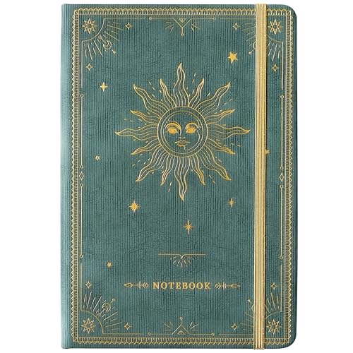 Artfan Ruled Notebook/Journal – Premium Thick Paper Faux Leather Classic Writing Notebook with Pocket + Page Dividers Gifts, Banded, Large, 144 Pages, Hard Cover, Lined (5.8 x 8.4) - Cyan - color: Cyan