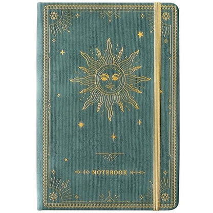 Artfan Ruled Notebook/Journal – Premium Thick Paper Faux Leather Classic Writing Notebook with Pocket + Page Dividers Gifts, Banded, Large, 144 Pages, Hard Cover, Lined (5.8 x 8.4) - Cyan - color: Cyan