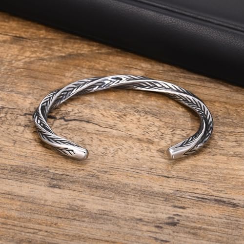 Handmade 925 Sterling Silver Bangle Bracelet Simple Silver/Gold Adjustable Cuff Bangles Durable Stainless Steel bracelet for Men &Women Daily Jewelry Gift for Anniversary Birthday Gift - color: Bangle-22
