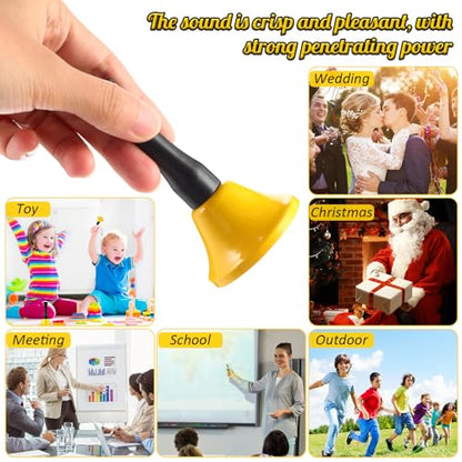 50 Pcs Small Steel Hand Bells Bulk Dinner Service Bells with Plastic Handles Call Handbells for Church Classroom Sick Elderly Teachers Adults(Yellow) - color: Yellow
