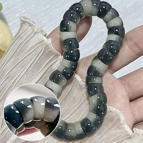 Roe Dolph Bodhi Bead Fidget Anxiety Bracelet for Women Men Chunky Stretch Beaded Mindful Jewelry Daily Reminder Gift for Mom Wife Friend - color: A6:dark grey