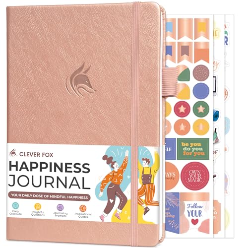 Clever Fox Happiness Notebook – Daily Positivity Journal for Women with Prompts & Positive Quotes – Affirmation & Self Esteem Gifts (Rose Gold) - color: Rose Gold