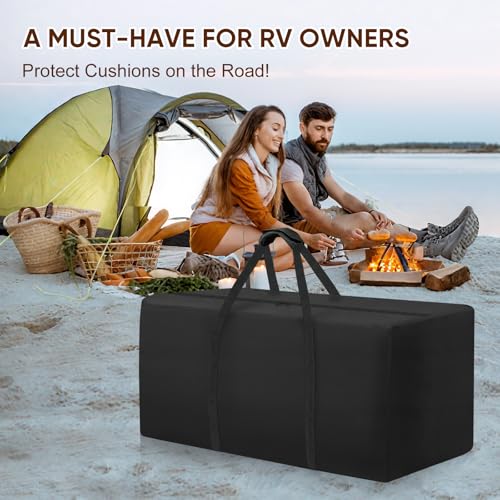 Outdoor Patio Cushion Storage Bag - Waterproof Large Patio furniture Cushion Organizer Storage Bag with Handle and Zipper, 55" L x 24" W x 24" H Big Foldable Duffle Cover - size: 55" L x 24" W x 24"