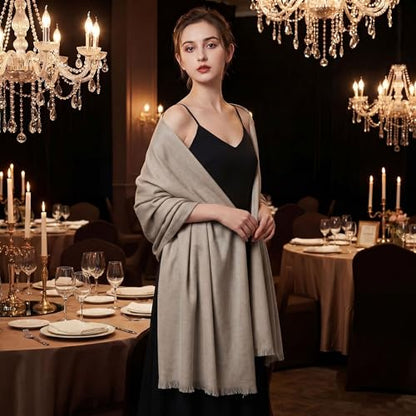 Pashmina shawls and wraps for Evening Dresses Scarf for Women Winter Shawl Wraps for Women Weedings - color: Beige